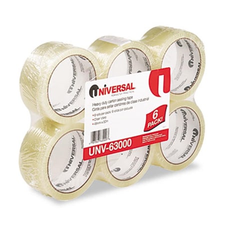 Universal Universal 63000 Box Sealing Tape; 2 in. x 55 yards; 3 in. Core; Clear; 6-Pack 63000